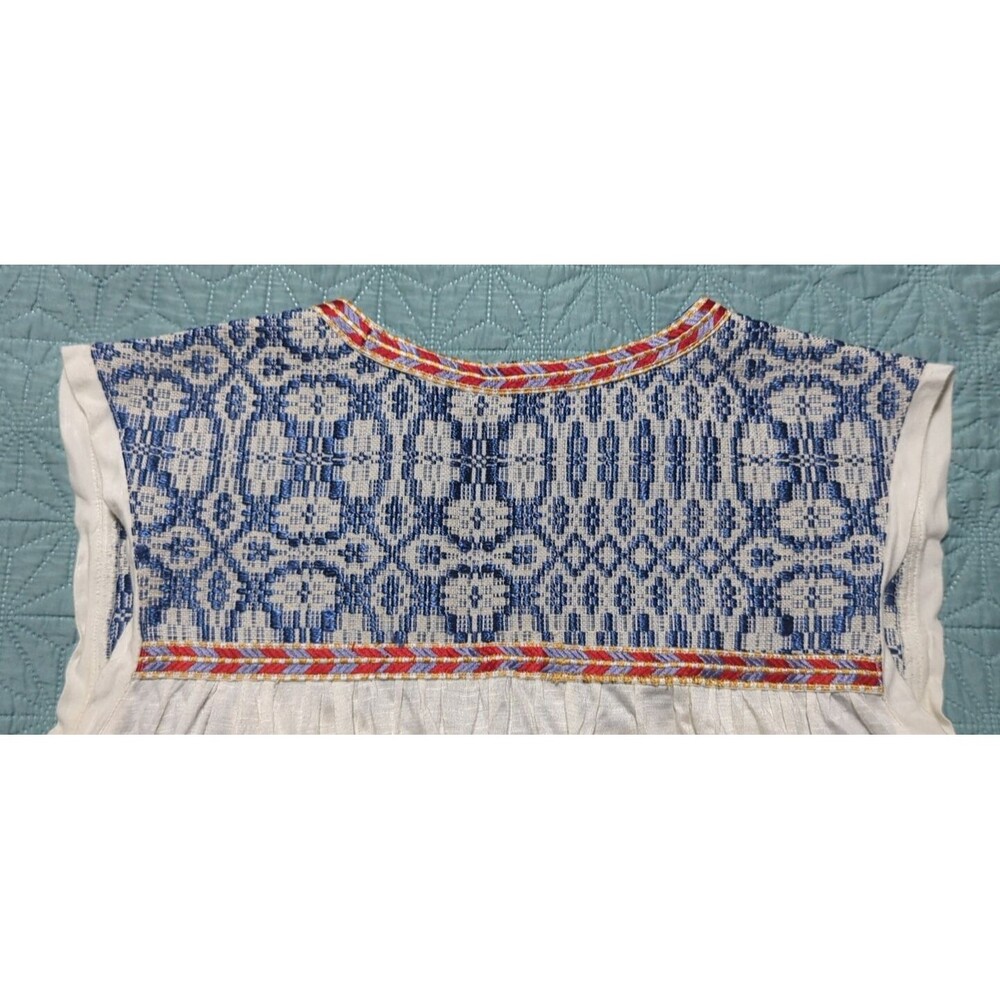 Tularosa Embroidered Yoke Memphis Top Ivory Jersey Knit Elastic Hem Blouson S - Picture 5 of 7